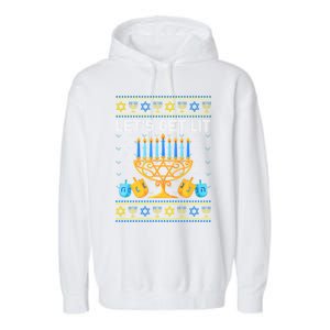 LetS Get Lit Ugly Hanukkah Chanukah Jewish Orah Gift Garment-Dyed Fleece Hoodie