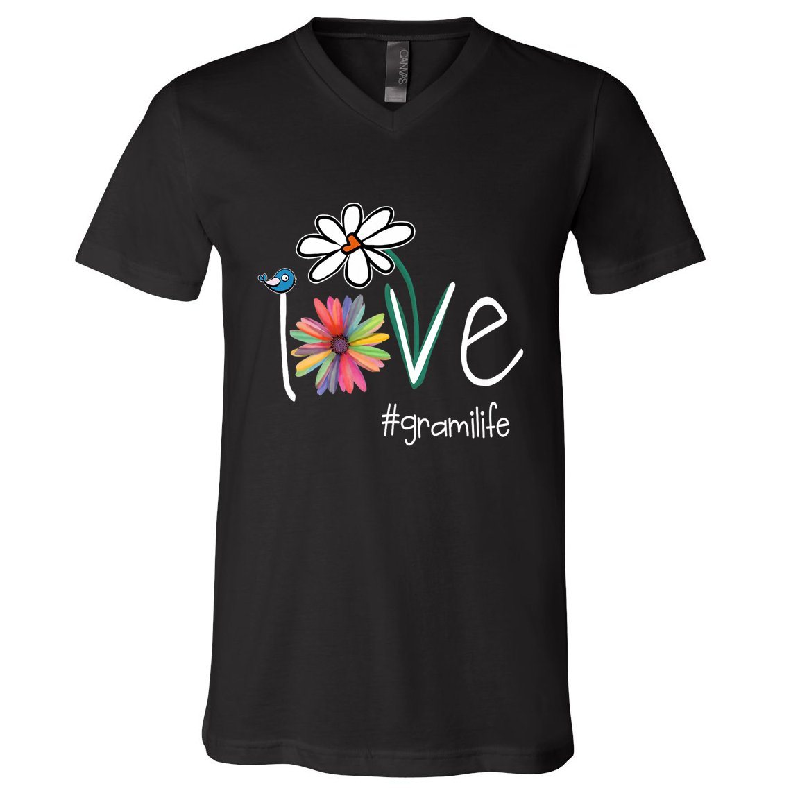 Love Grami Life Art Flower Color V-Neck T-Shirt