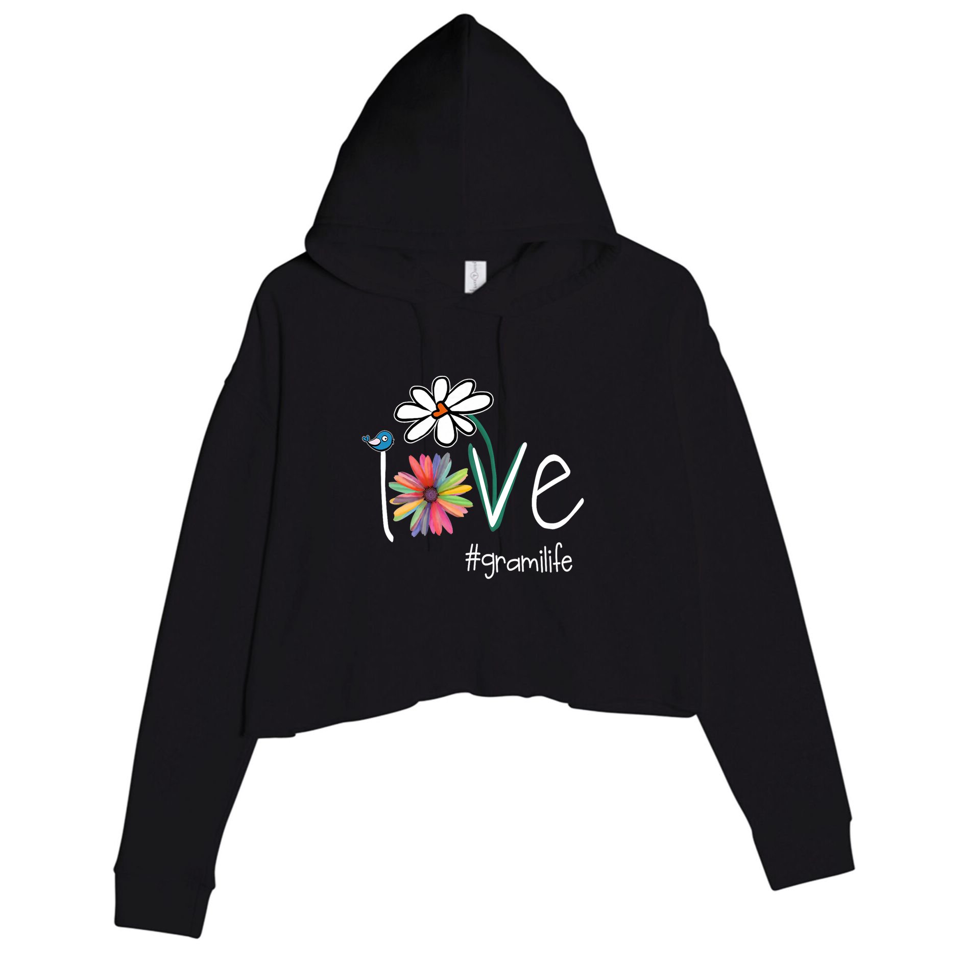 Love Grami Life Art Flower Color Crop Fleece Hoodie