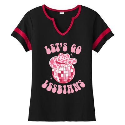 LetS Go Lesbians Cowgirl Southern Western Lesbian Pride Ladies Halftime Notch Neck Tee