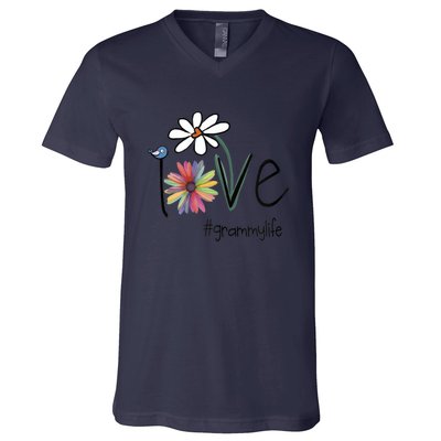 Love Grammy Life Art Flower Cool Gift V-Neck T-Shirt