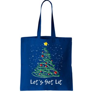 LetS Get Lit Christmas Tree Graphic Funny Gift Tote Bag