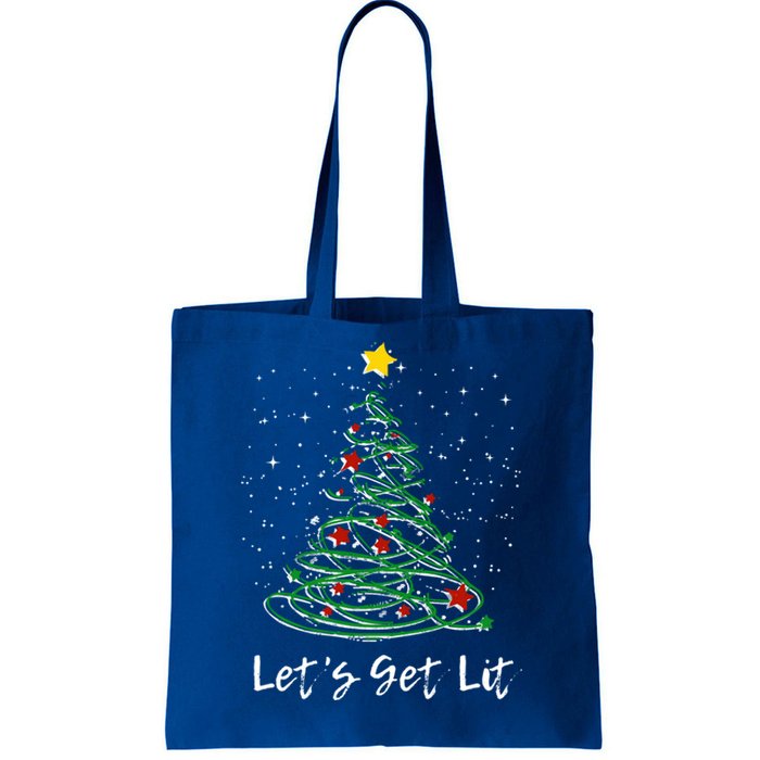 LetS Get Lit Christmas Tree Graphic Funny Gift Tote Bag