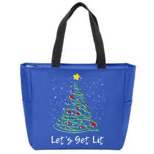 LetS Get Lit Christmas Tree Graphic Funny Gift Zip Tote Bag