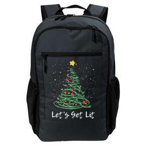 LetS Get Lit Christmas Tree Graphic Funny Gift Daily Commute Backpack