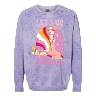 Lets Go Lesbians Lgbtq Lesbian Pride Month Cowgirl Colorblast Crewneck Sweatshirt