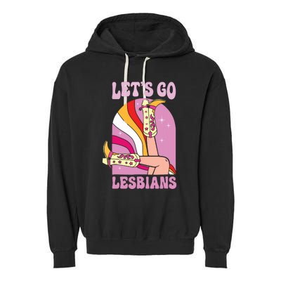 Lets Go Lesbians Lgbtq Lesbian Pride Month Cowgirl Garment-Dyed Fleece Hoodie