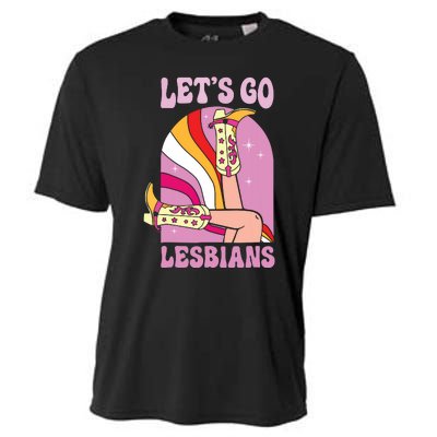 Lets Go Lesbians Lgbtq Lesbian Pride Month Cowgirl Cooling Performance Crew T-Shirt