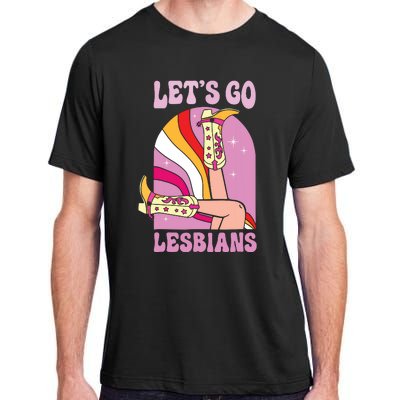 Lets Go Lesbians Lgbtq Lesbian Pride Month Cowgirl Adult ChromaSoft Performance T-Shirt