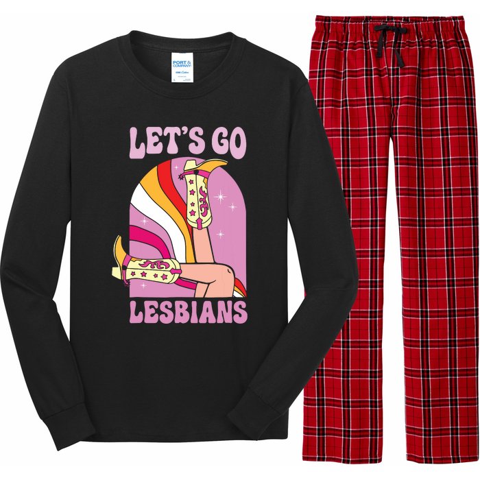 Lets Go Lesbians Lgbtq Lesbian Pride Month Cowgirl Long Sleeve Pajama Set