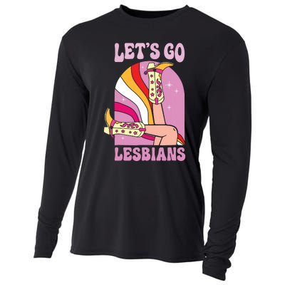 Lets Go Lesbians Lgbtq Lesbian Pride Month Cowgirl Cooling Performance Long Sleeve Crew