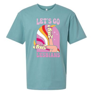 Lets Go Lesbians Lgbtq Lesbian Pride Month Cowgirl Sueded Cloud Jersey T-Shirt