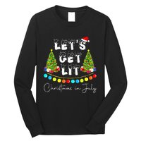 Lets Get Lit Christmas In July Santa Hat Xmas Tree Long Sleeve Shirt