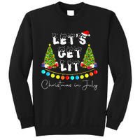 Lets Get Lit Christmas In July Santa Hat Xmas Tree Sweatshirt