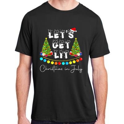 Lets Get Lit Christmas In July Santa Hat Xmas Tree Adult ChromaSoft Performance T-Shirt