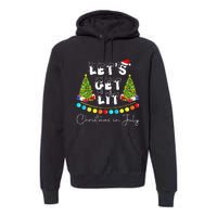 Lets Get Lit Christmas In July Santa Hat Xmas Tree Premium Hoodie