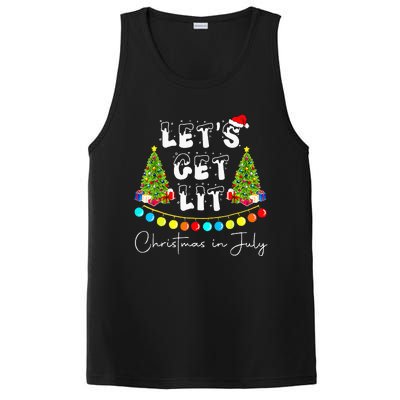 Lets Get Lit Christmas In July Santa Hat Xmas Tree PosiCharge Competitor Tank