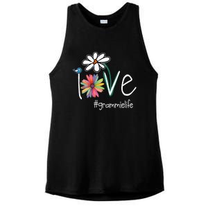 Love Grammie Life Art Flower Color Ladies PosiCharge Tri-Blend Wicking Tank