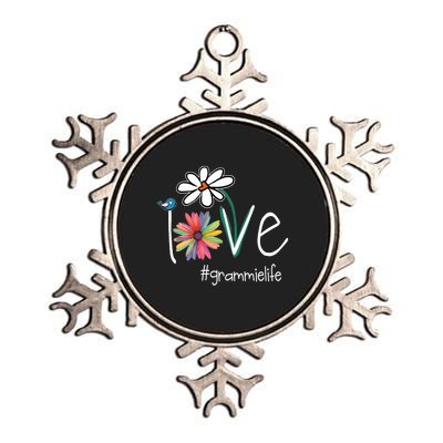 Love Grammie Life Art Flower Color Metallic Star Ornament