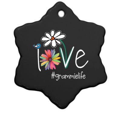 Love Grammie Life Art Flower Color Ceramic Star Ornament