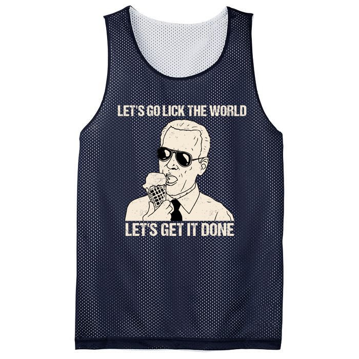 Let's Go Lick The World, Let's Get It Done Funny Joe Biden Mesh Reversible Basketball Jersey Tank