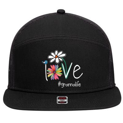 Love Granna Life Art Flower Color 7 Panel Mesh Trucker Snapback Hat