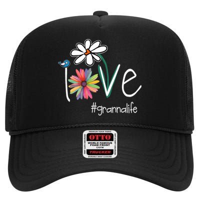 Love Granna Life Art Flower Color High Crown Mesh Back Trucker Hat