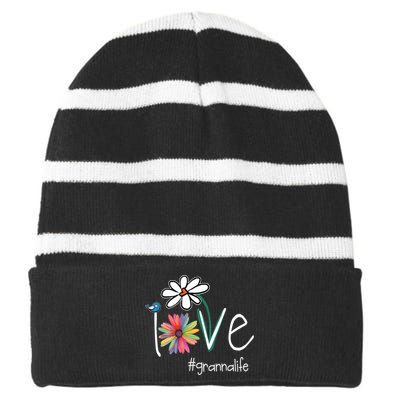 Love Granna Life Art Flower Color Striped Beanie with Solid Band