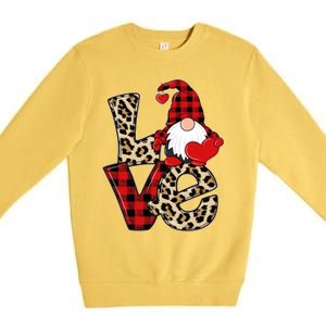 Love Gnomes Leopard Buffalo Plaid Christmas Pajamas Boy Girl Gift Premium Crewneck Sweatshirt