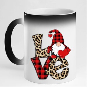 Love Gnomes Leopard Buffalo Plaid Christmas Pajamas Boy Girl Gift 11oz Black Color Changing Mug