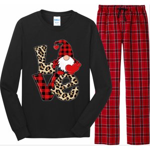 Love Gnomes Leopard Buffalo Plaid Christmas Pajamas Boy Girl Gift Long Sleeve Pajama Set