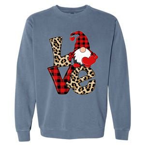 Love Gnomes Leopard Buffalo Plaid Christmas Pajamas Boy Girl Gift Garment-Dyed Sweatshirt