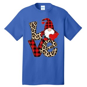 Love Gnomes Leopard Buffalo Plaid Christmas Pajamas Boy Girl Gift Tall T-Shirt