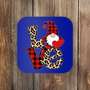 Love Gnomes Leopard Buffalo Plaid Christmas Pajamas Boy Girl Gift Coaster