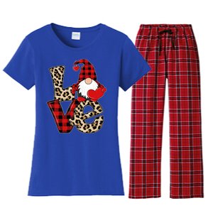 Love Gnomes Leopard Buffalo Plaid Christmas Pajamas Boy Girl Gift Women's Flannel Pajama Set