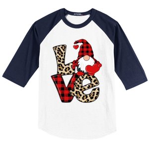 Love Gnomes Leopard Buffalo Plaid Christmas Pajamas Boy Girl Gift Baseball Sleeve Shirt