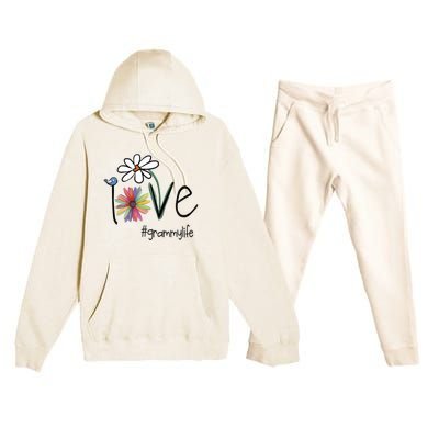 Love Grammy Life Art Flower Great Gift Premium Hooded Sweatsuit Set