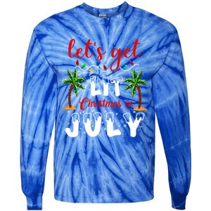 Let's Get Lit Christmas In July Summer Holiday Cute Gift Tie-Dye Long Sleeve Shirt