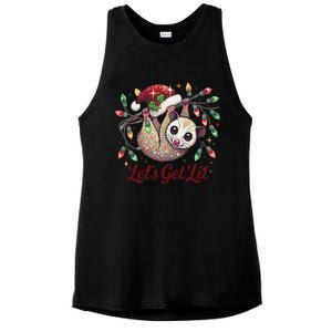 LetS Get Lit Drinking Santa Hat Funny Christmas Opossum Ladies PosiCharge Tri-Blend Wicking Tank