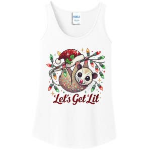 LetS Get Lit Drinking Santa Hat Funny Christmas Opossum Ladies Essential Tank