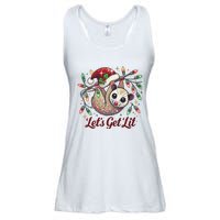 LetS Get Lit Drinking Santa Hat Funny Christmas Opossum Ladies Essential Flowy Tank