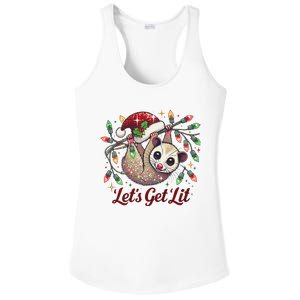 LetS Get Lit Drinking Santa Hat Funny Christmas Opossum Ladies PosiCharge Competitor Racerback Tank