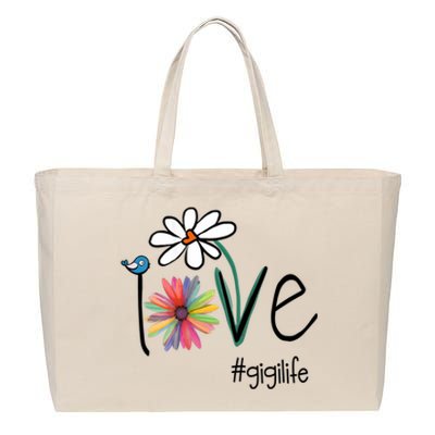 Love Gigi Life Art Flower Cotton Canvas Jumbo Tote