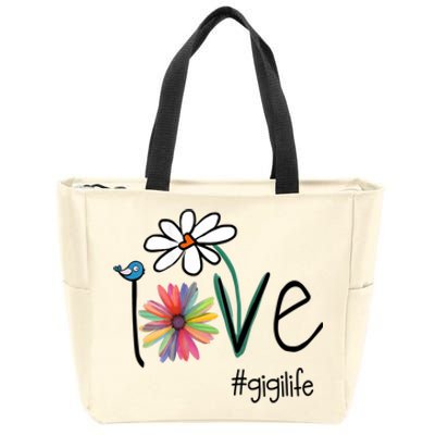 Love Gigi Life Art Flower Zip Tote Bag