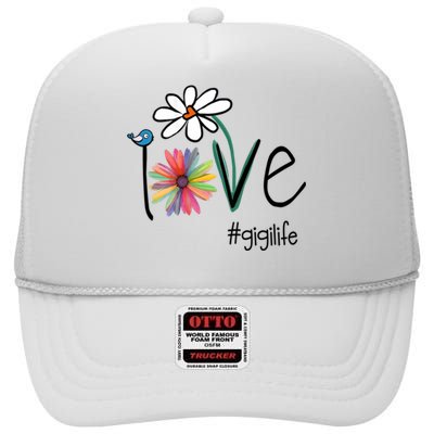 Love Gigi Life Art Flower High Crown Mesh Back Trucker Hat