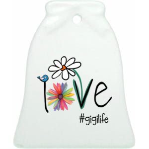 Love Gigi Life Art Flower Ceramic Bell Ornament