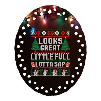 Looks Great Little Full Lotta Sap Tee Christmas Vacation Ceramic Oval Ornament