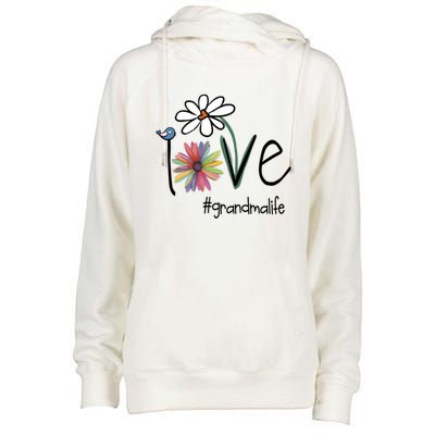 Love Grandma Life Art Flower Womens Funnel Neck Pullover Hood