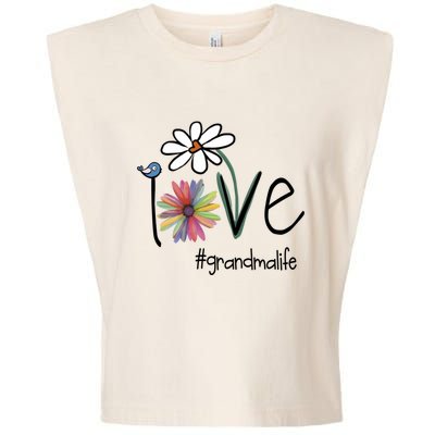 Love Grandma Life Art Flower Garment-Dyed Women's Muscle Tee