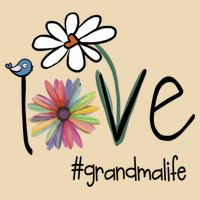 Love Grandma Life Art Flower Drawstring Bag